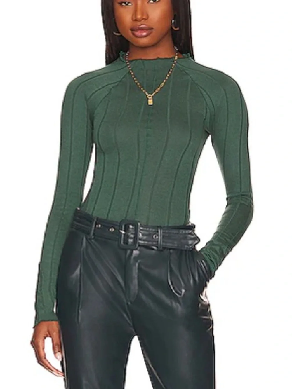 Free People Wide Eyed Mock Neck Top - Size XL, Alpine Trail